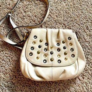 White genuine leather crossbody bag
